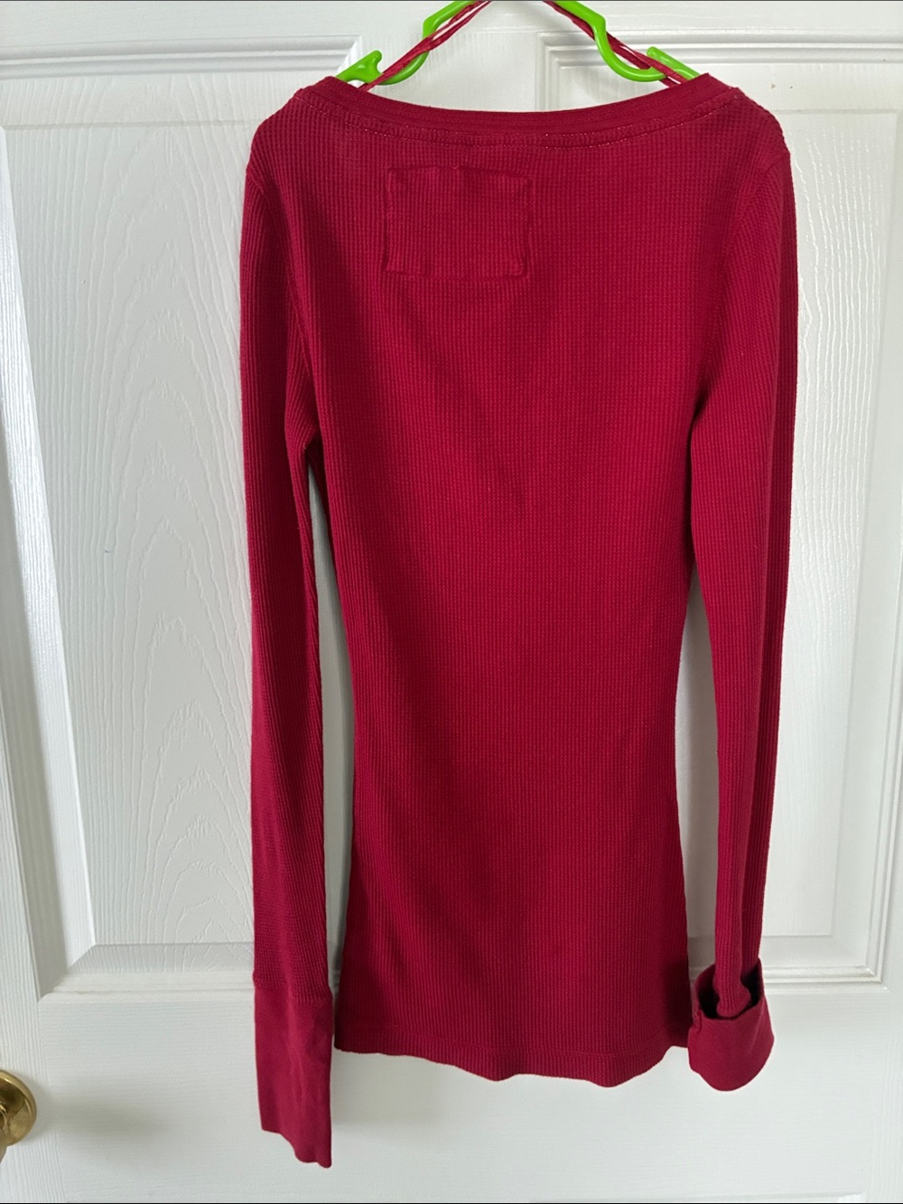Aeropostale Women's Deep Red Ribbed Henley Long Sleeve Top Size XS - Picture 2 of 6